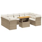vidaXL Salon de jardin avec coussins 10 Pièces beige résine tressée