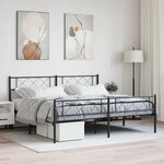 vidaXL Cadre de lit métal avec tête de lit/pied de lit noir 193x203 cm