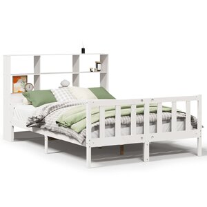 vidaXL Lit bibliothèque sans matelas blanc 160x200 cm bois pin massif