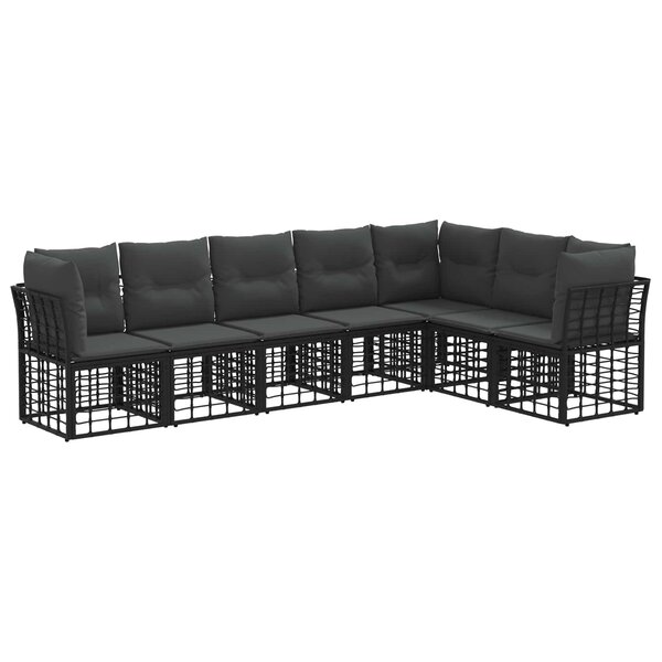 vidaXL Ensemble de canapés d'extérieur Noir Polyester
