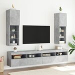 vidaXL Meuble TV avec lumières LED gris béton 30 5x30x102 cm