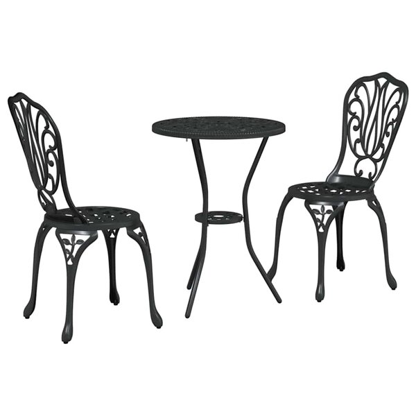 vidaXL Ensemble bistro de jardin 3 Pièces Noir Aluminium