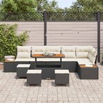 vidaXL Ensemble de canapé de jardin avec coussin 10 Pièces Noir et Crème