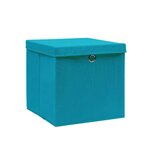 vidaXL Boîtes de rangement avec couvercles 4 Pièces 28x28x28cm Bleu azuré