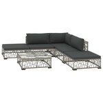 Salon de jardin meuble d'extérieur ensemble de mobilier 6 pièces avec coussins résine tressée gris 02_0016854