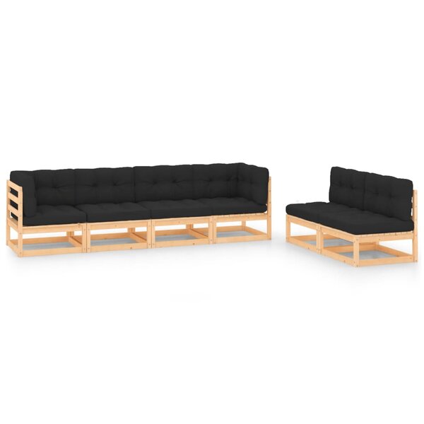 vidaXL Salon de jardin 6 Pièces avec coussins Bois de pin massif