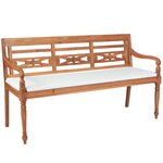 vidaXL Banc Batavia avec coussin 150 cm Teck