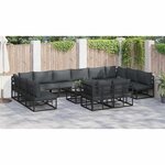 vidaXL Ensemble de canapé de jardin avec coussin 12 Pièces Noir Aluminium