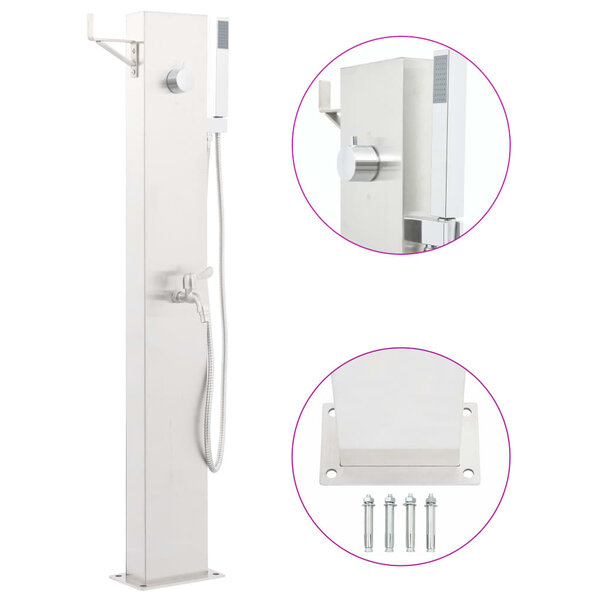 vidaXL Robinet de douche de jardin 110 cm Acier inoxydable