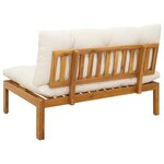 vidaXL Sofa de jardin milieu Blanc Naturel et Crème Bois d'acacia