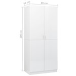vidaXL Garde-robe Blanc brillant 80x52x180 cm Bois d’ingénierie