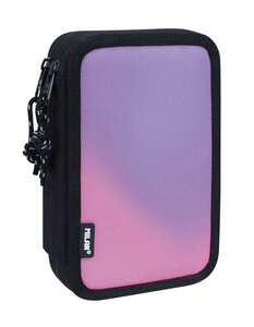 Plumier à 2 compartiments avec contenu Sunset  noir et rose