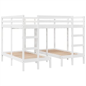 vidaXL Lit superposé triple blanc 160x200/80x160 cm bois de pin massif
