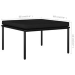 vidaXL Salon de jardin 3 Pièces avec coussins Noir PVC