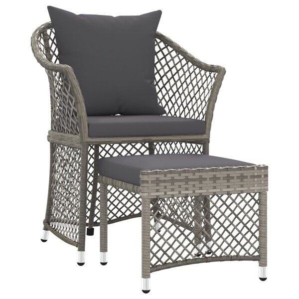 Salon de jardin meuble d'extérieur ensemble de mobilier 2 pièces avec coussins gris résine tressée 02_0015891