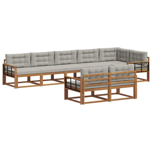 vidaXL Ensemble de canapés d'extérieur 8 pc Naturel et gris clair