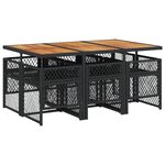 vidaXL Ensemble à manger de jardin coussins 7 Pièces noir résine tressée