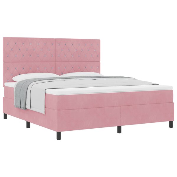 vidaXL Lit à ressorts avec matelas Rose 180 x 200 cm Velours