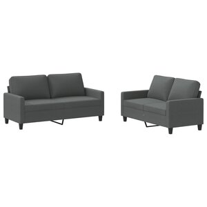 vidaXL Ensemble de canapés 2 Pièces avec coussins Gris foncé Tissu
