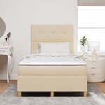 vidaXL Lit avec sommier crème 120x200 cm en tissu
