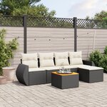 vidaXL Salon de jardin 6 Pièces avec coussins noir résine tressée