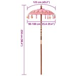 vidaXL Parasol balinais Autre Rose x 260 cm Coton et bois massif