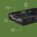 Pack and Move - Lot 3 Bacs Rangement Pliables - Charge 10 kg - 40 x 60 x 11 5 cm - Stockage Outillage - Rangement Facile - Robustes - 23L