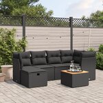 vidaXL Salon de jardin 7 Pièces avec coussins noir résine tressée