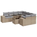 vidaXL Salon de jardin avec coussins 9 Pièces beige résine tressée