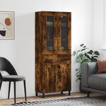 vidaXL Buffet haut Chêne fumé 69 5x34x180 cm Bois d'ingénierie