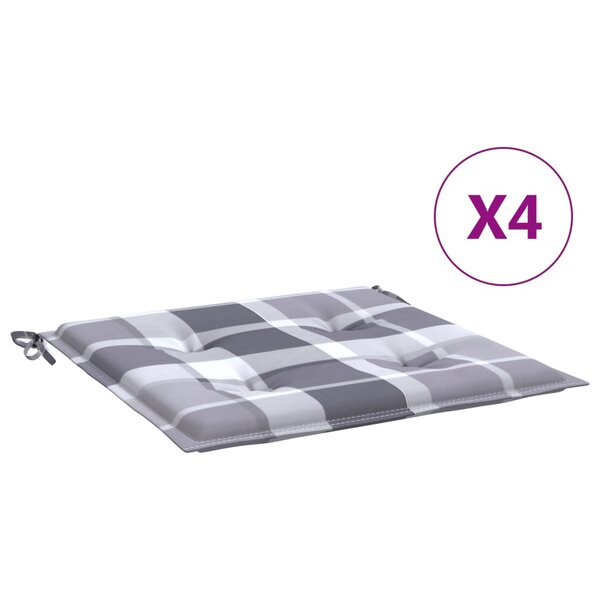vidaXL Coussins de chaise de jardin 4 Pièces carreaux gris 40x40x3 cm