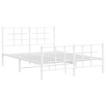 vidaXL Cadre de lit métal avec tête de lit/pied de lit blanc 135x190cm