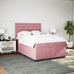 vidaXL Sommier à lattes de lit avec matelas Rose 140x190 cm Velours