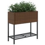 vidaXL Jardinières avec étagère 2 Pièces brun 70x28x70 cm résine tressée