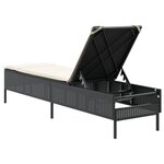 vidaXL Chaise longue avec coussin noir résine tressée