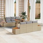 vidaXL Ensemble de canapé de jardin 7 Pièces Beige Poly rotin