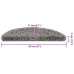 vidaXL Tapis d'escalier 30 pièces 56 x 17 x 3 cm Gris Demi-rond
