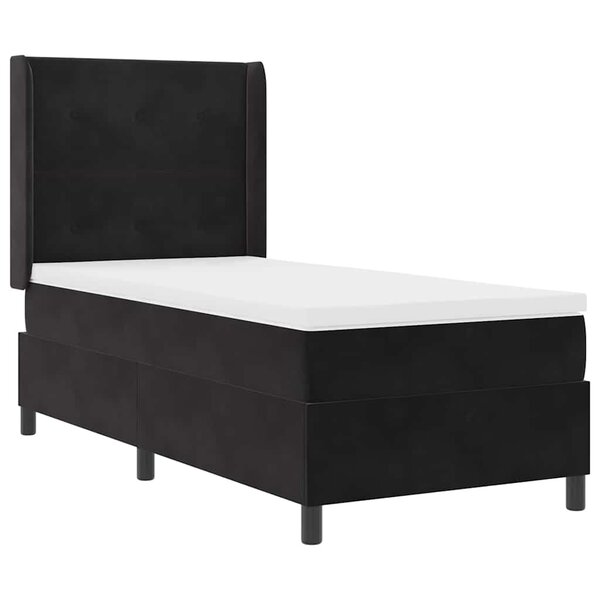 Lit à ressorts vidaXL avec matelas et LED Noir 80x200 cm Velours