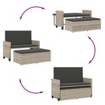 vidaXL Banc de jardin et coussins et repose-pied gris clair poly rotin
