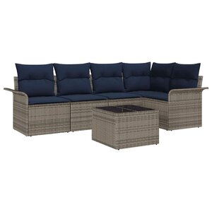 vidaXL Ensemble de canapé de jardin avec stockage 6 Pièces Gris polyrotin