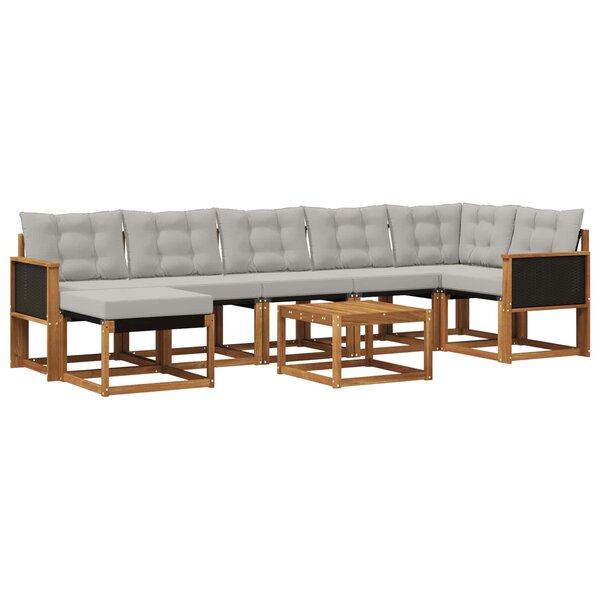 vidaXL Ensemble de canapés d'extérieur 8 pc Naturel et gris clair