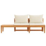 vidaXL Banc de jardin avec table et coussins Blanc crème Teck solide