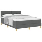 vidaXL Lit à ressorts avec coussin Gris foncé 160 x 200 cm tissu