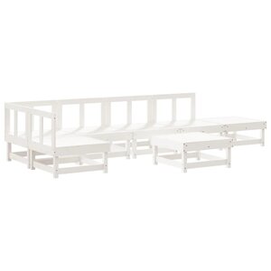 vidaXL Salon de jardin 7 Pièces Blanc Bois de pin massif