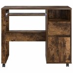 vidaXL Bureau avec roulettes avec tiroir Chêne fumé 91 x 50 x 77 cm