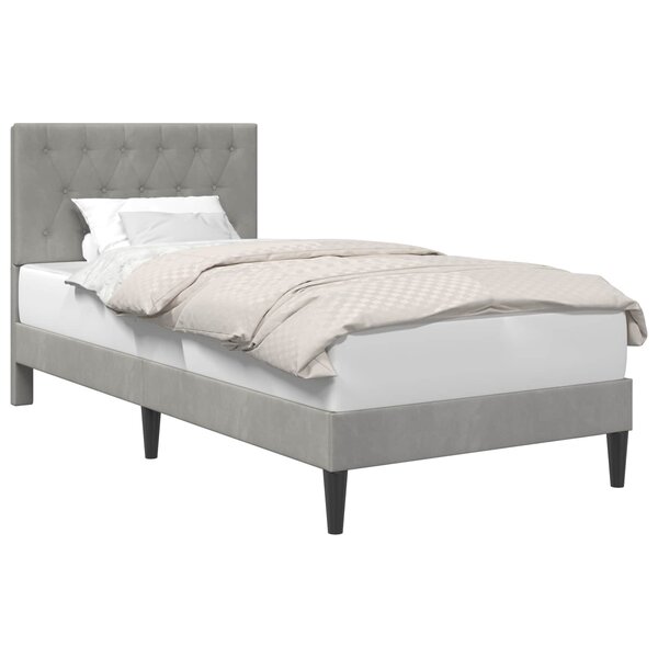 vidaXL Cadre de lit avec tête de lit Gris clair 90 x 190 cm Velours