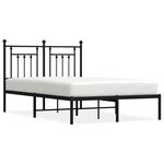 vidaXL Cadre de lit métal avec tête de lit noir 135x190 cm