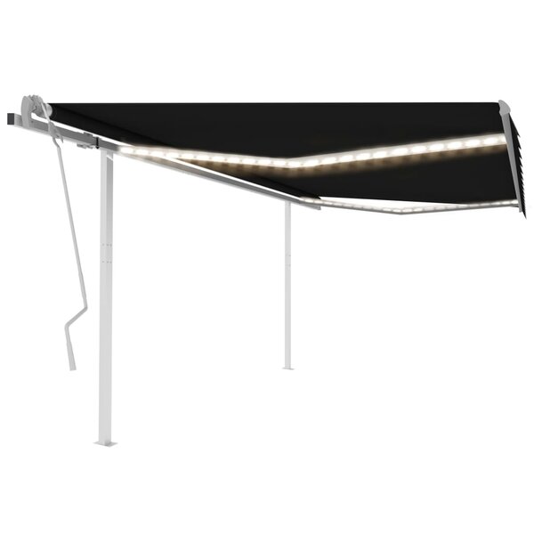 vidaXL Auvent manuel rétractable avec LED 4 5x3 5 m Anthracite