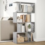 vidaXL Étagère séparatrice de pièce à 4 niveaux gris béton 70x24x129cm