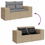 vidaXL Salon de jardin avec coussins 7 Pièces beige résine tressée